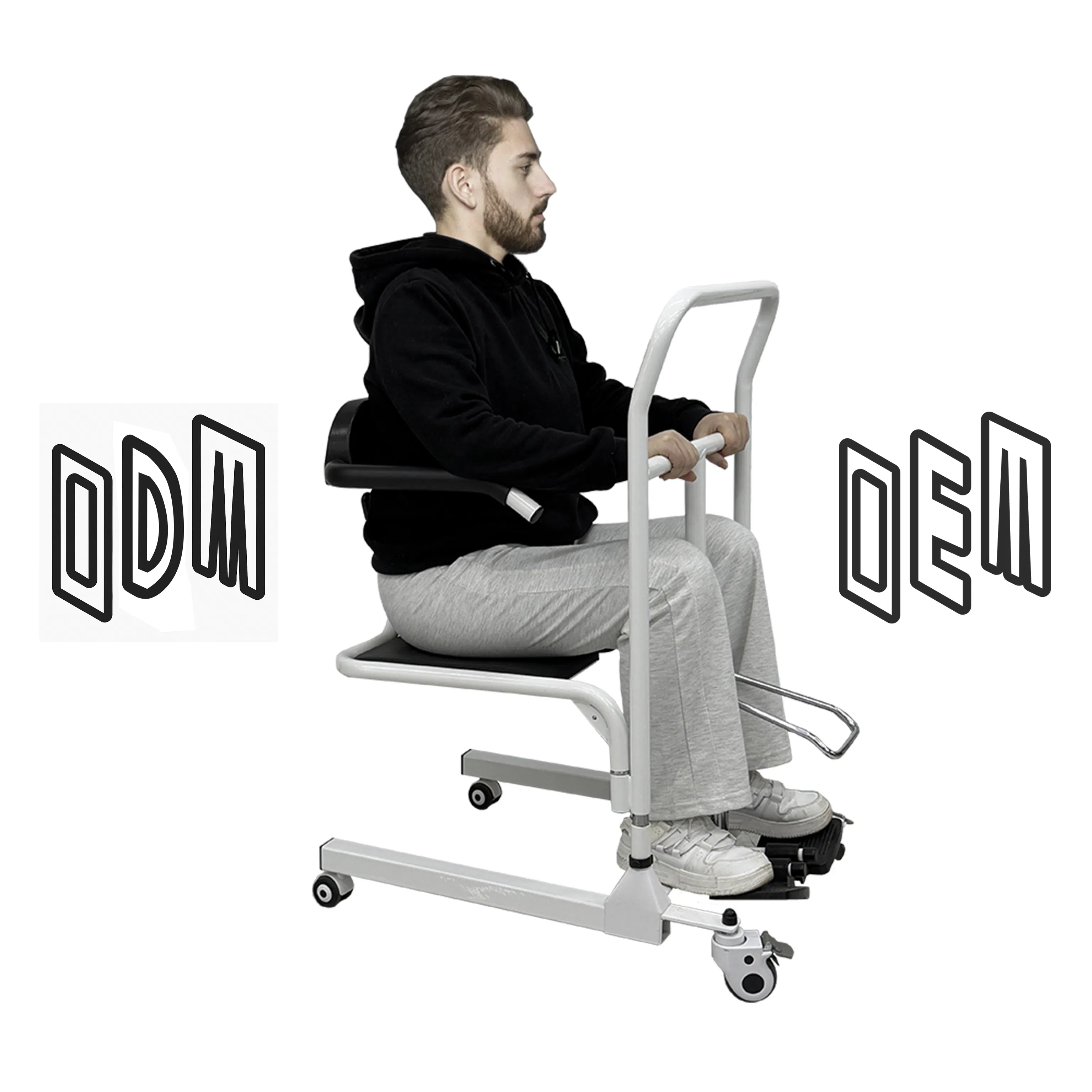 Electric Wheelchair Commode with Hydraulic Lift for Patient Care