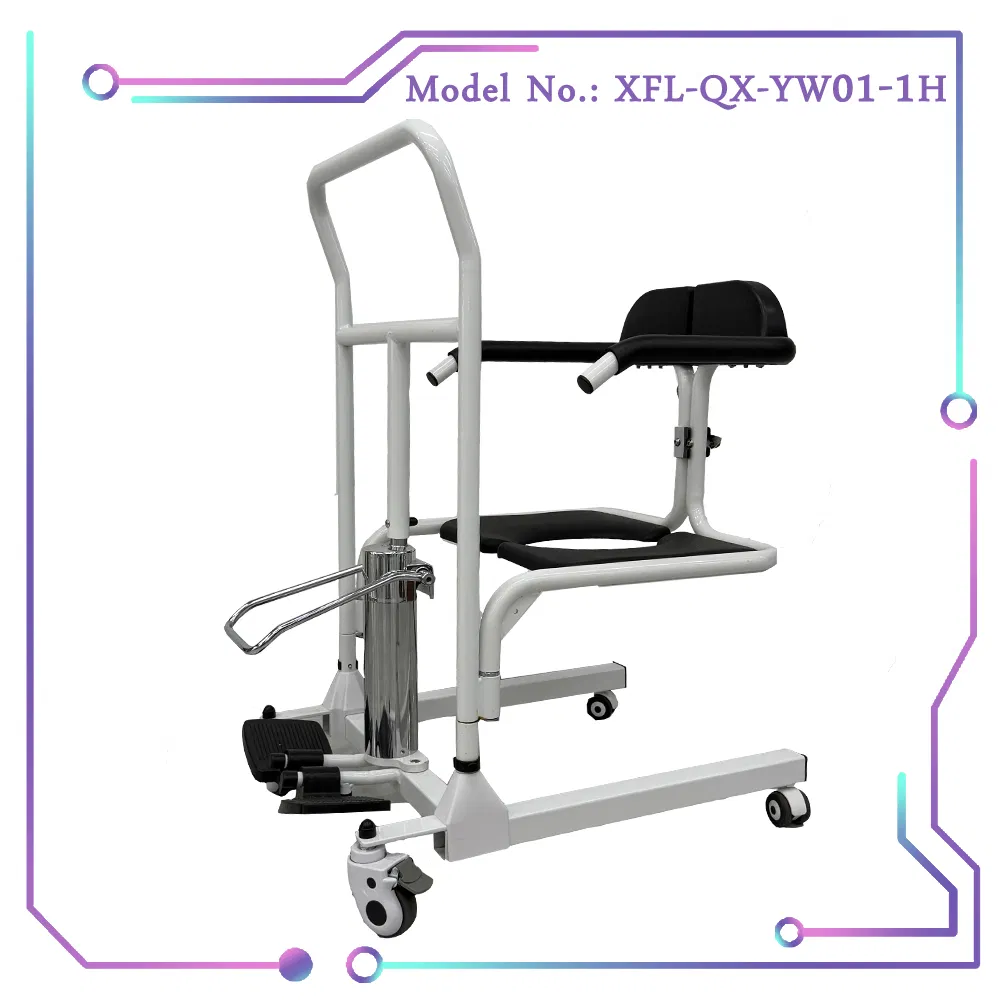 Electric Wheelchair Commode with Hydraulic Lift for Patient Care