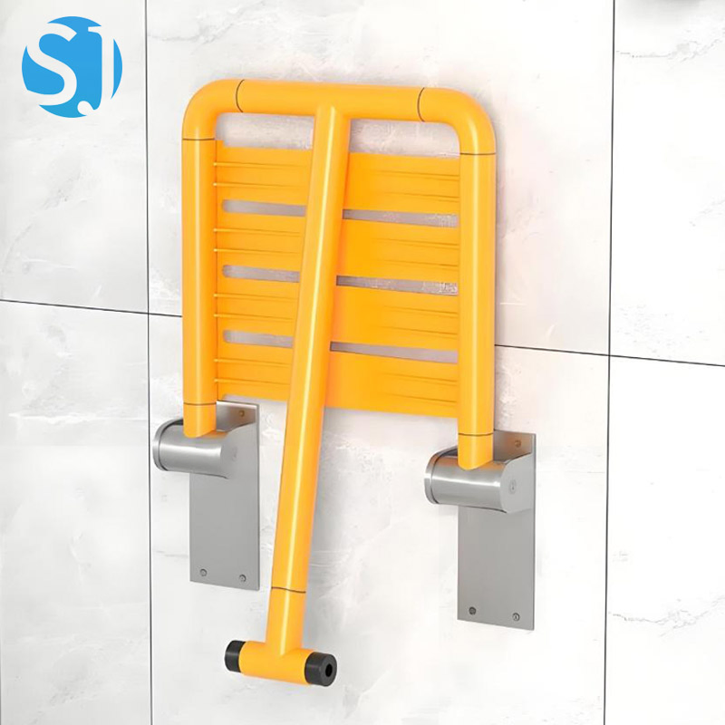 Fold Down Wall Mounted Shower Seat Support Leg Nylon Stainless Steel Frame Bathroom Safety Folding Shower Chair Bath Seat
