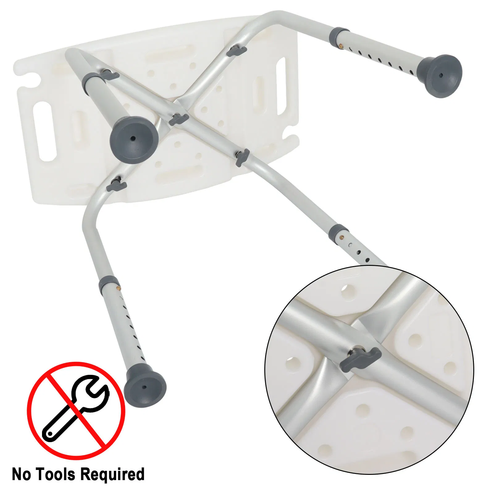 Adjustable Shower Chair 150kg Weight Capacity Suction Feet Bath Seat Bathroom Safety Equipment