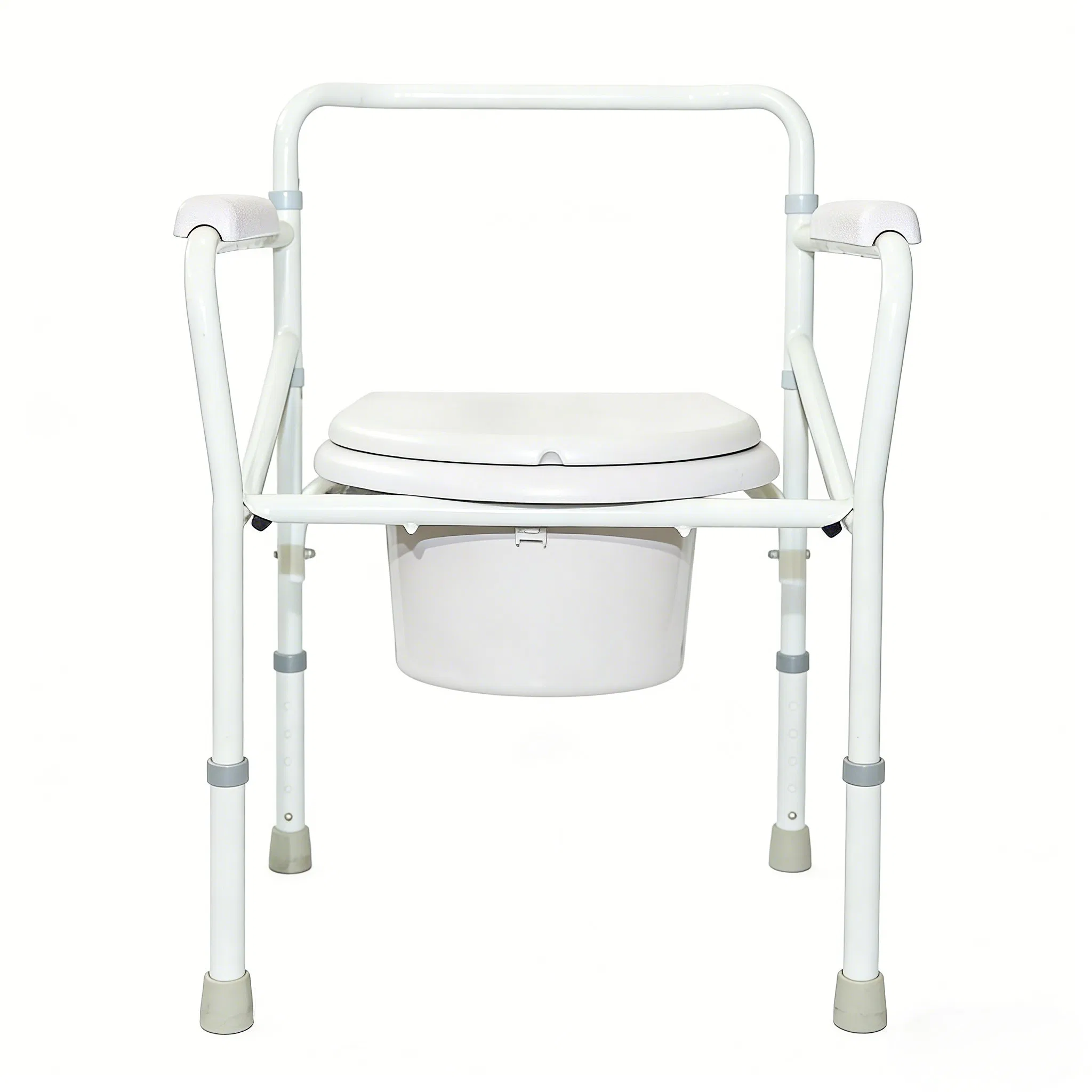 Aluminum Toilet Bedside Commode for Disabled with Detachable Bucket