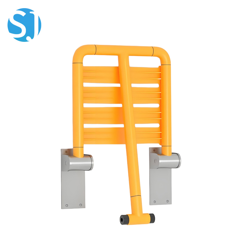 Nylon Coated Wall Mounted Folding Shower Seat Support Leg Elderly Disabled Bathroom Safety Folding Shower Chair Bath Seat
