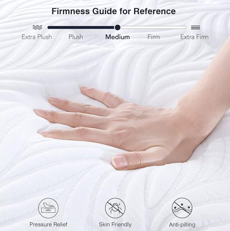 12 Inch Hybrid Mattress in a Box Gel Memory Foam Individually Wrapped Pocket Coils Innerspring Pressure Relief Medium Firm