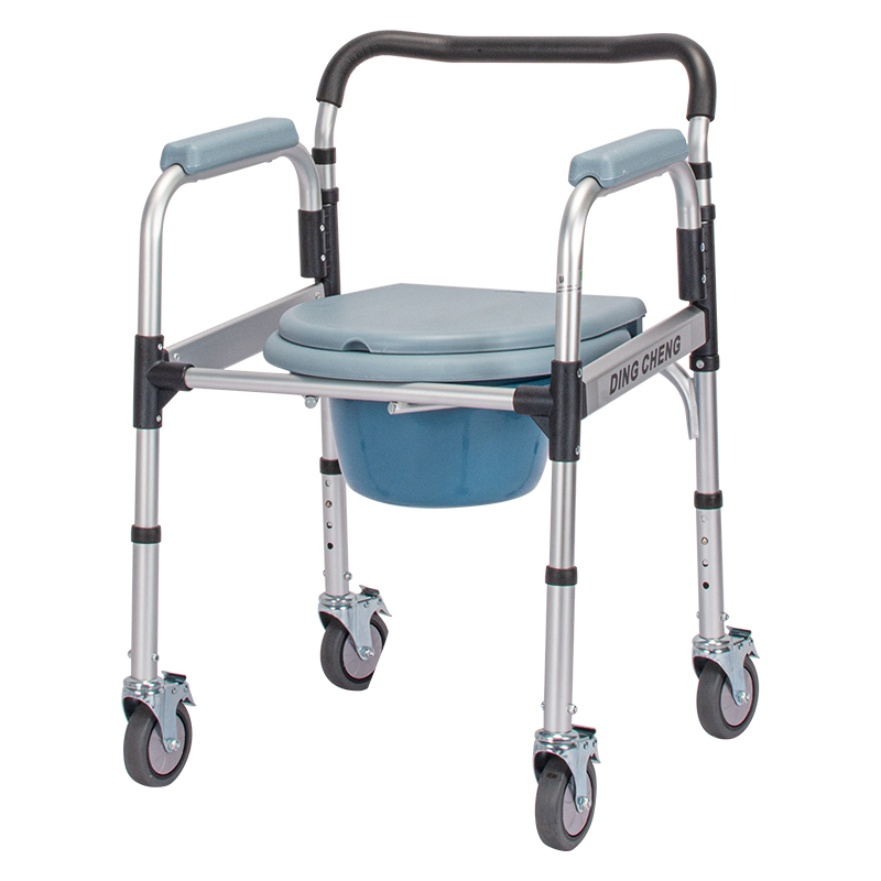 Dl-6023 Flip Design Medical Toilet Elderly/Adult/Patient Rolling Wheelchair Commode Toilet Wheel Chairs for Disabled