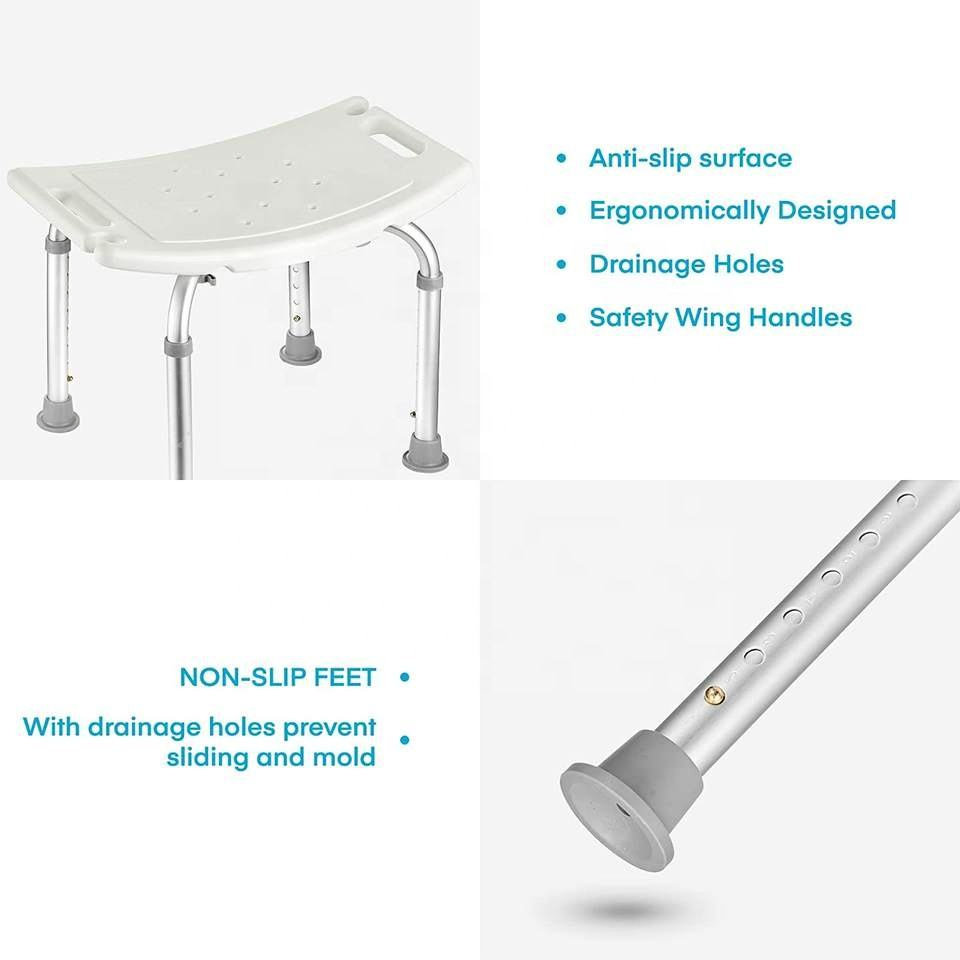 Adjustable Shower Chair 150kg Weight Capacity Suction Feet Bath Seat Bathroom Safety Equipment