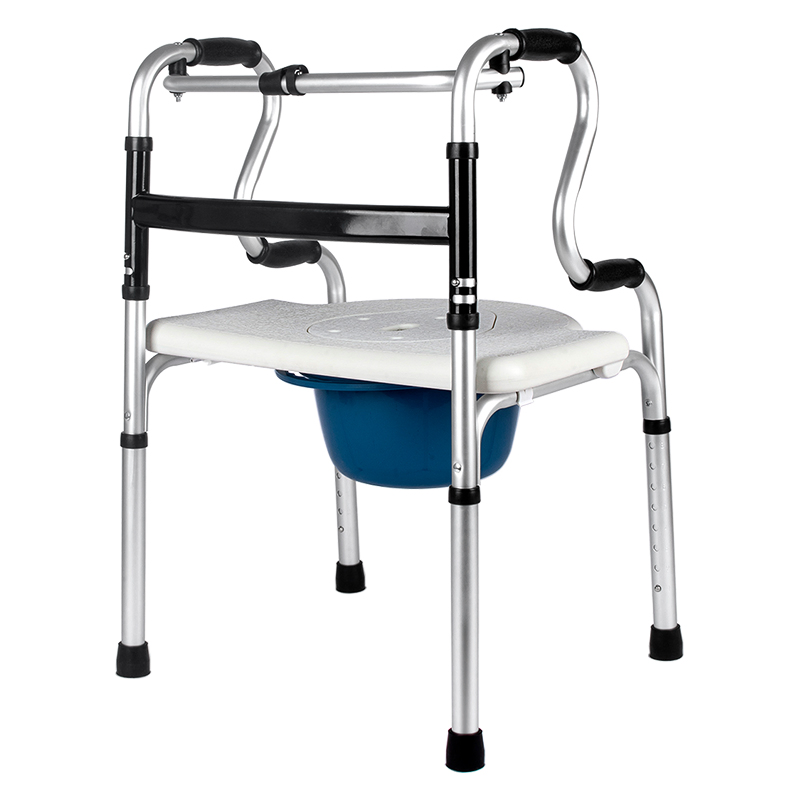 Dl-7012 Lightweight Aluminum Walking Frame Folding Bedside Portable Commode Toilet Chair for Disabled Adults Pregnant