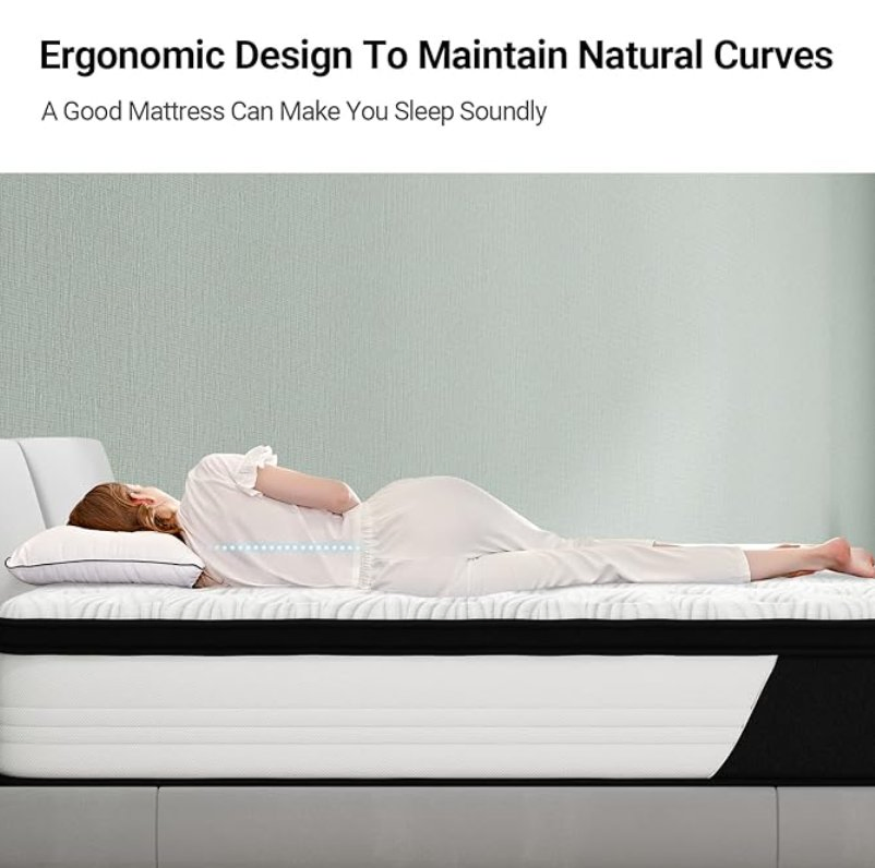 12 Inch Hybrid Mattress in a Box Gel Memory Foam Individually Wrapped Pocket Coils Innerspring Pressure Relief Medium Firm