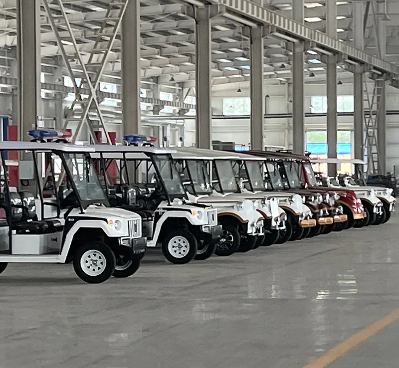 Leibin golf cart assembly workshop in Dezhou, Shandong
