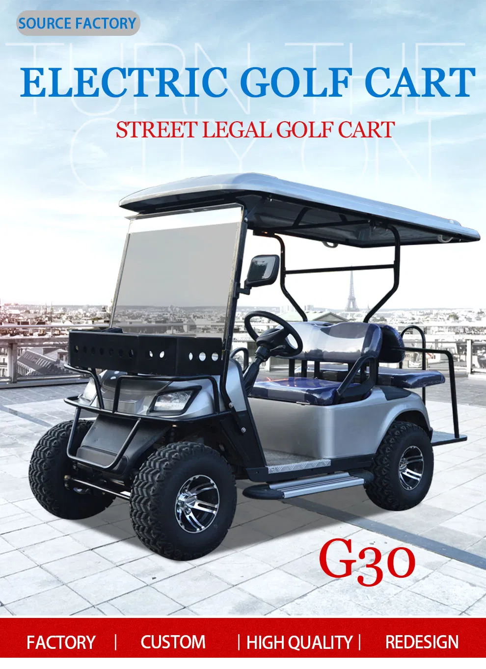 Cheap Small 4 Seater Electric Golf Carts - Front Perspective
