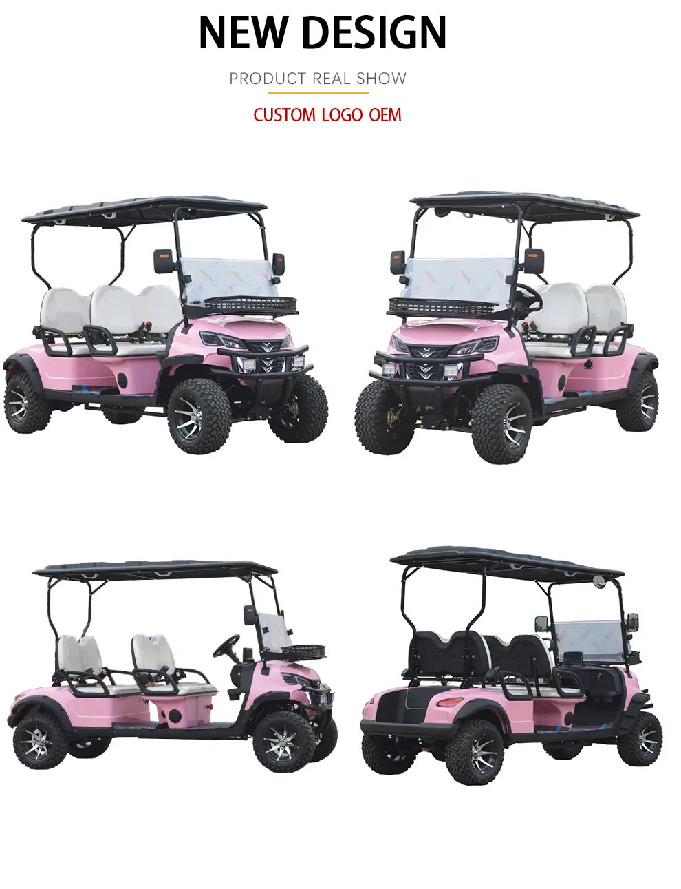 72V-AC-Mini-Electric-Golf-Cart-Buggy-Gold-Color-4-Seat-Golf-Cart-with-Lithium-Battery-CE-Certified-and-Tail-Caddie-Equipment 2