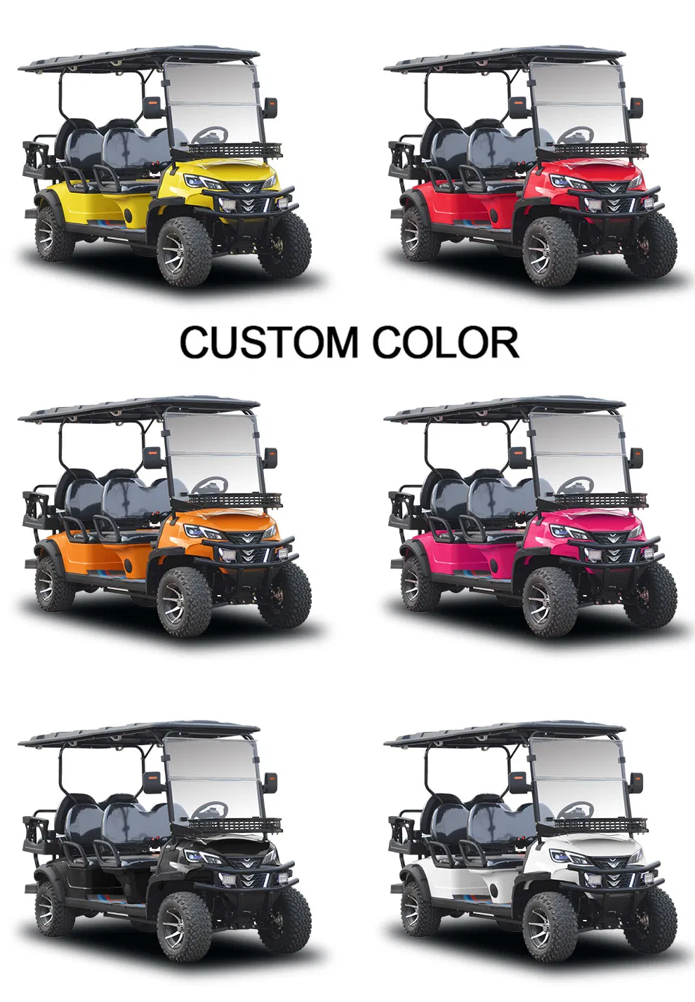 72V-AC-Mini-Electric-Golf-Cart-Buggy-Gold-Color-4-Seat-Golf-Cart-with-Lithium-Battery-CE-Certified-and-Tail-Caddie-Equipment 3
