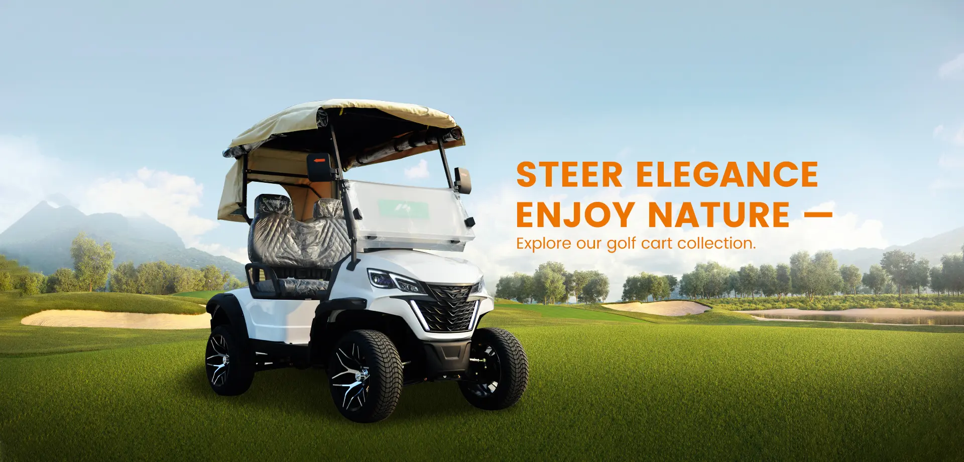 72V AC mini electric golf cart buggy in gold color with 4 seats