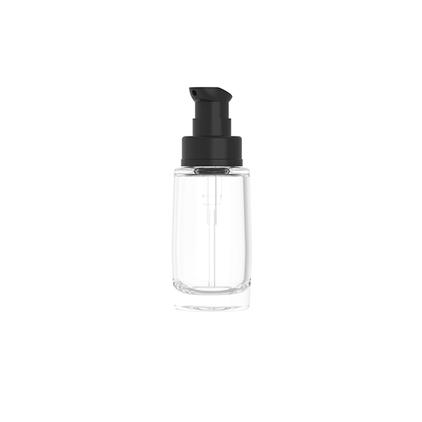 Custom 30mL Clear Foundation Bottle Pump Lotion Cosmetic Glass Bottle Skincare Packaging Manufacturers, Product