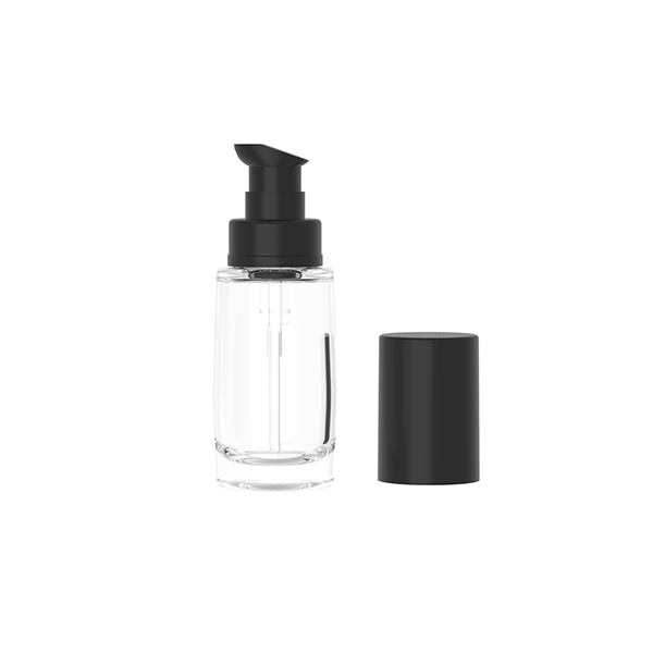 Custom 30mL Clear Foundation Bottle Pump Lotion Cosmetic Glass Bottle Skincare Packaging Manufacturers, Product