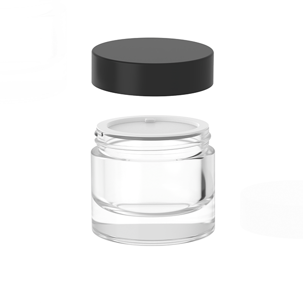 China 50g Round Empty Cosmetic Glass Jar with Black Lid Manufacturer, Product