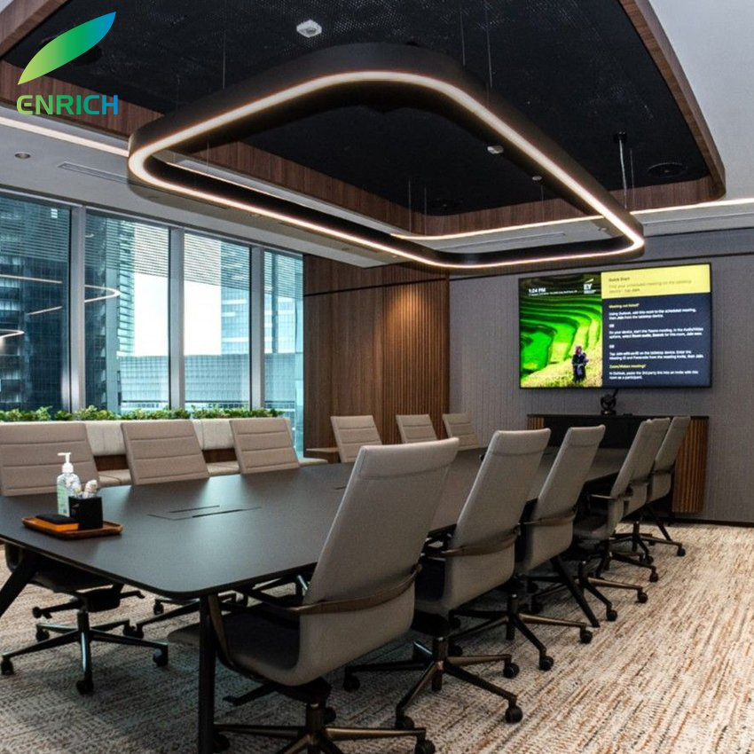 Rectangular LED Linear Light Round Corner LED Square Pendant Light for Studio Office Building Shopping Mall