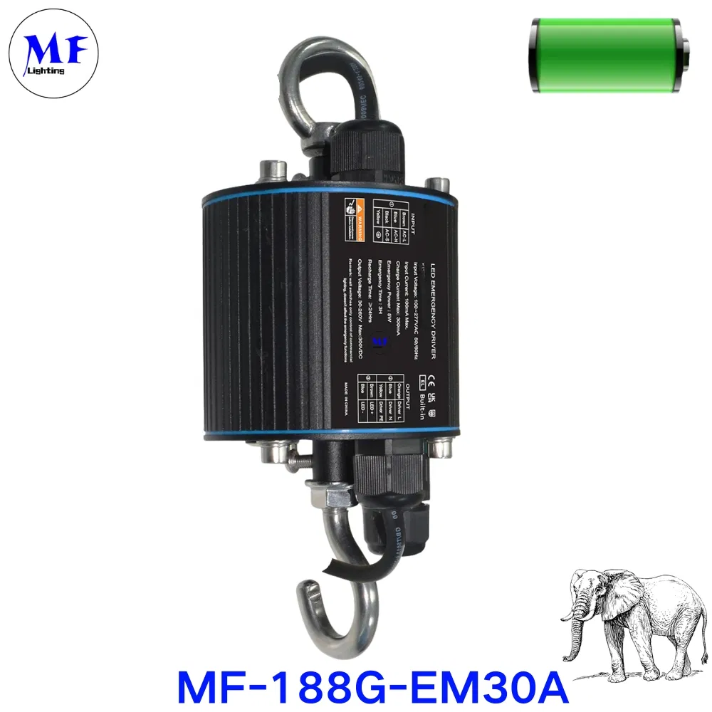 High Bay Light LiFePO4 Battery Back up IP65 15W-3h/20W-2h/30W-1.5h Discharge Time Self-Detect LED Emergency Driver Power Supply Emergency Conversion Kit