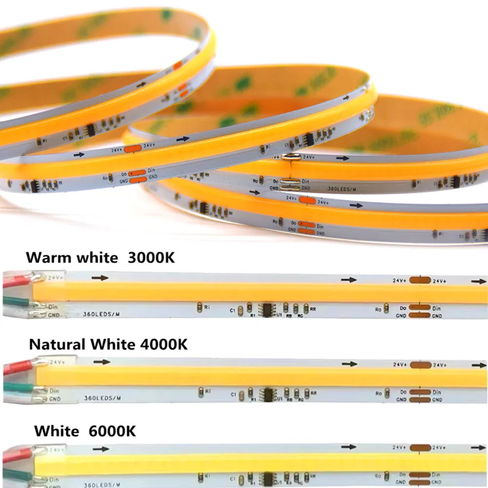 Smart Flow Water LED COB Running Water LED Strip 24V White 3000K 4000K 6500K Strip Light COB Running LED Strip Light