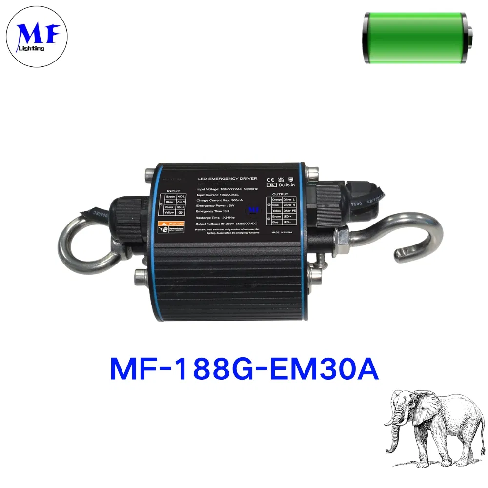 High Bay Light LiFePO4 Battery Back up IP65 15W-3h/20W-2h/30W-1.5h Discharge Time Self-Detect LED Emergency Driver Power Supply Emergency Conversion Kit