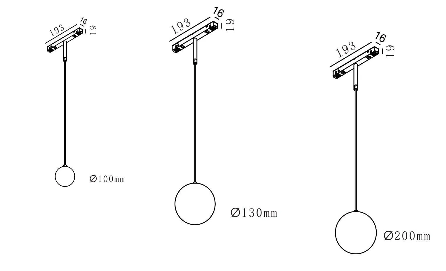 Elegant Magnetic Hanging Globe Lamp LED Track Light with Smart Bluetooth Control