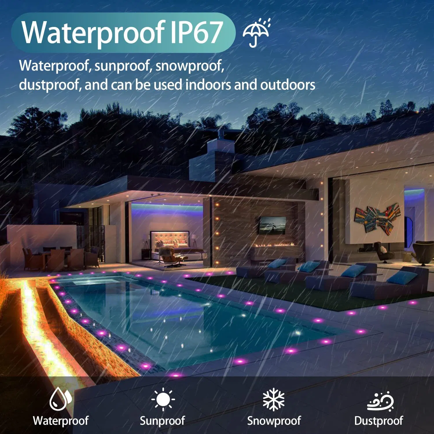 Recessed RGB Deck Lights Step Stair Round Garden RGB LED Underground Light