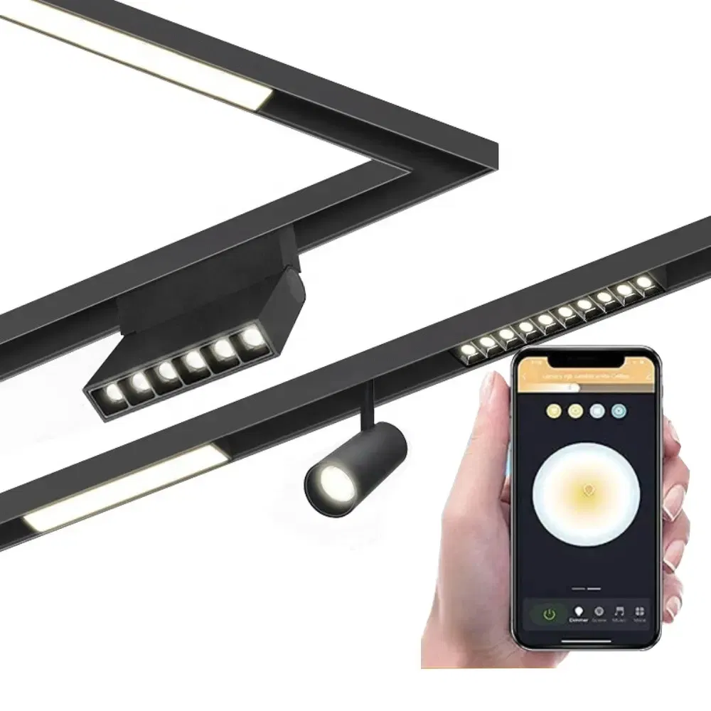 48V Dali Smart Track Light Dimmable Tunable Magnetic Track Light with Aluminum Body and COB LED Chip Modern Design