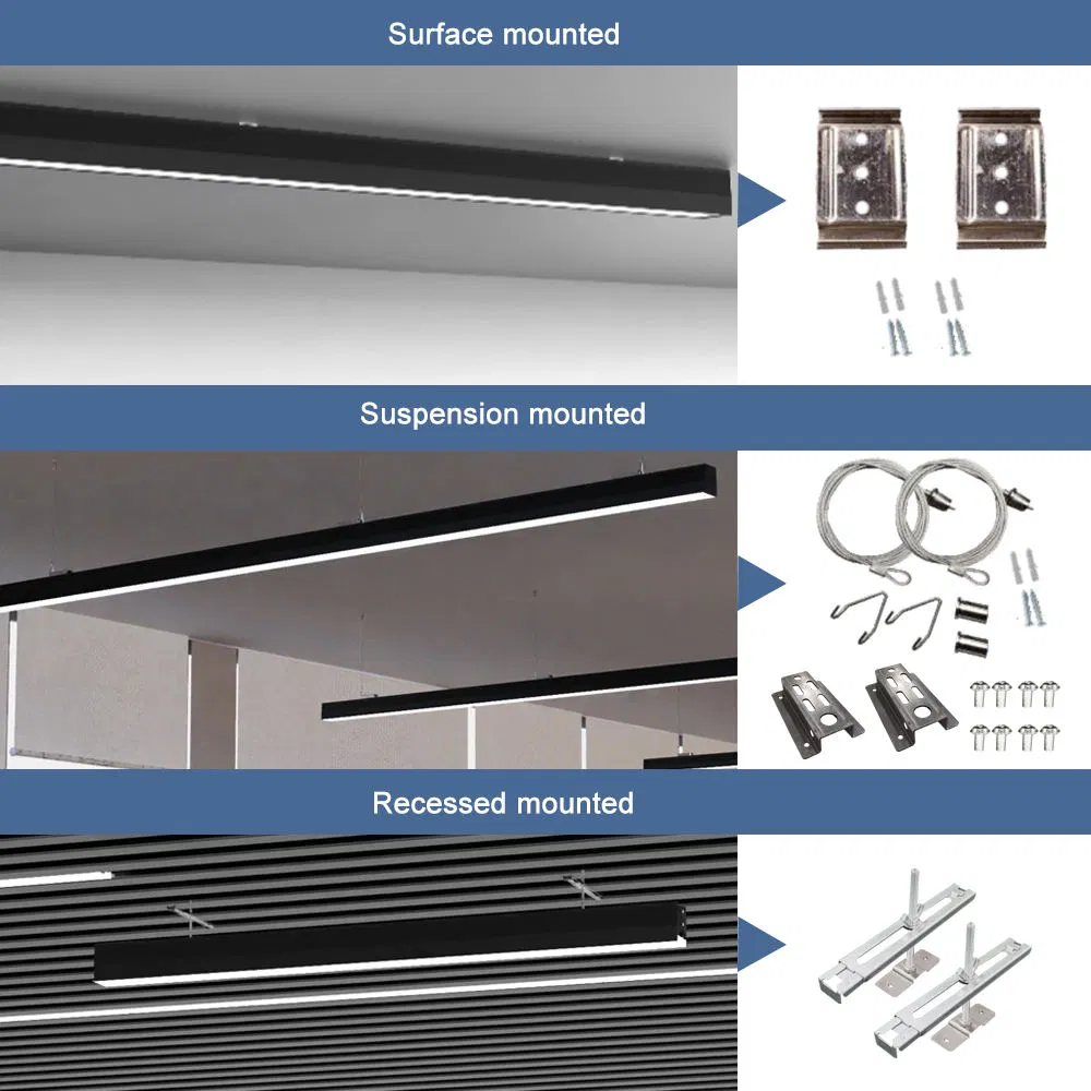 2.4 Inch LED Batten Linear Light Fixtures Surface-Mounted Dimmable 0/1-10V Ceiling Mounted Modern Linear Lighting