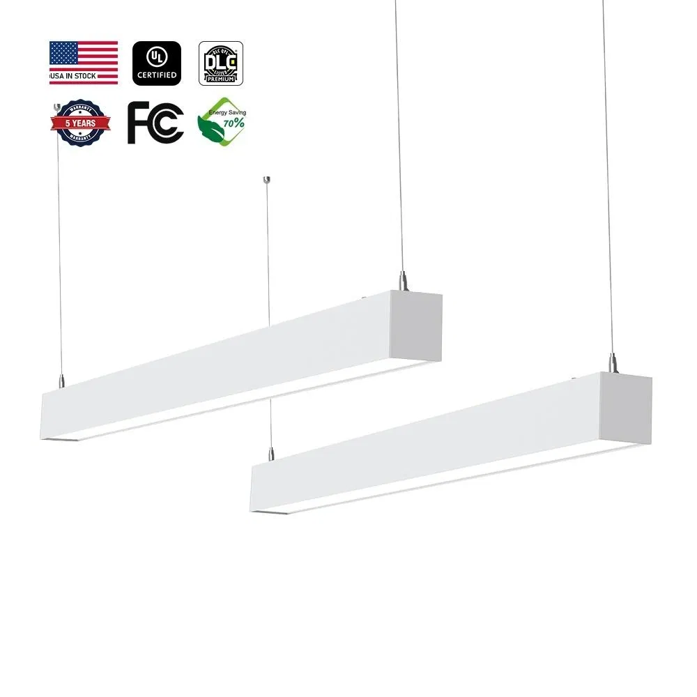 Factory Direct UL/Dlc 3CCT 4FT 8FT Suspended Strip Tube Light Linkable Lamp Pendant LED Batten Linear Light for Shopping Mall