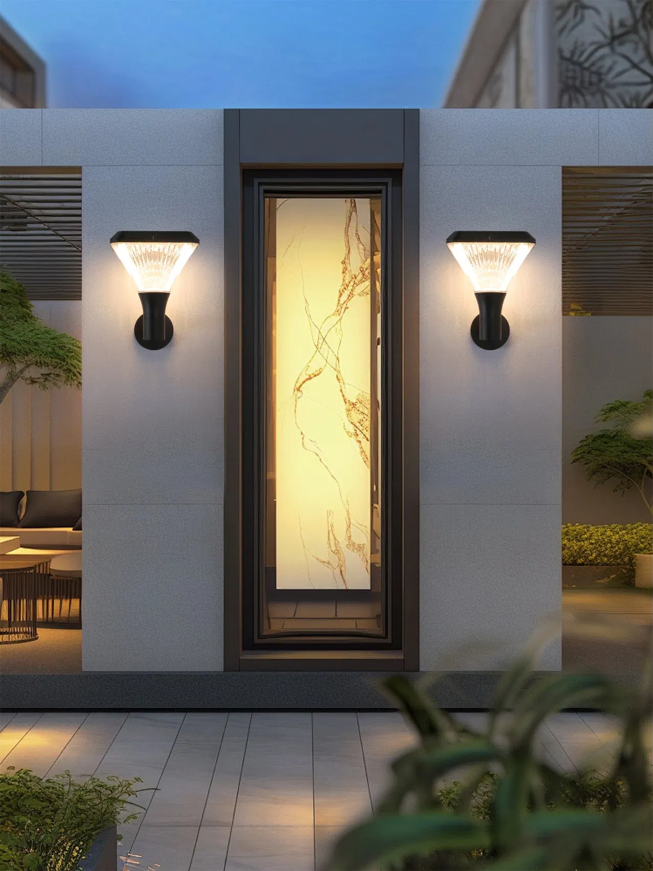 Modern Outdoor Exterior Linear Strip Wall Lamp Waterproof Garden Sconce LED Long Street Wall Light Solar Lamp Wall Lamp, Portable Wireless Street Lamp
