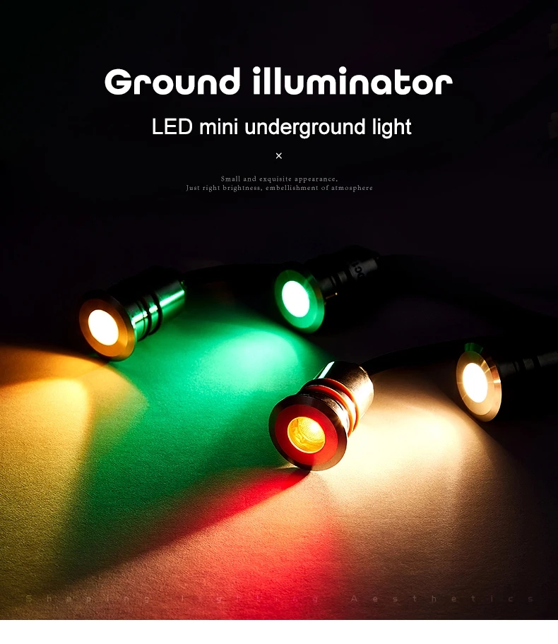 LED Super Tiny Outdoor Inground Uplight 12V 24V Waterproof IP68 Deck Light Recessed Step Buried Light Ground Lamp Underground Light