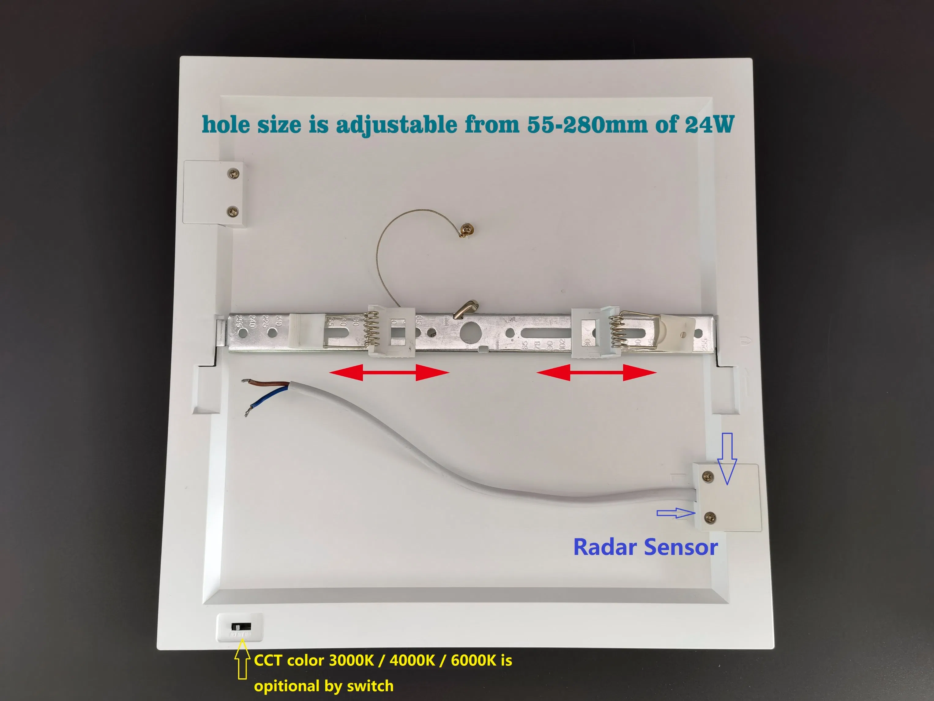 Radar Sensor Recessed &amp; Surface Mounted 3000K 4000K 6000K Opitional Hole Size Office Commerical Downlight Down light Adjustable Ceiling Light LED Panel Light