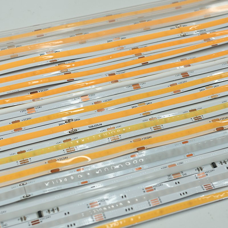 OEM ODM Flexible High Density Cob Led Strip Light 24V 320 432 480 528 608 720 810 840 896LEDs/m Dimmable for Cabinet TV Backlight Bedroom Kitchen