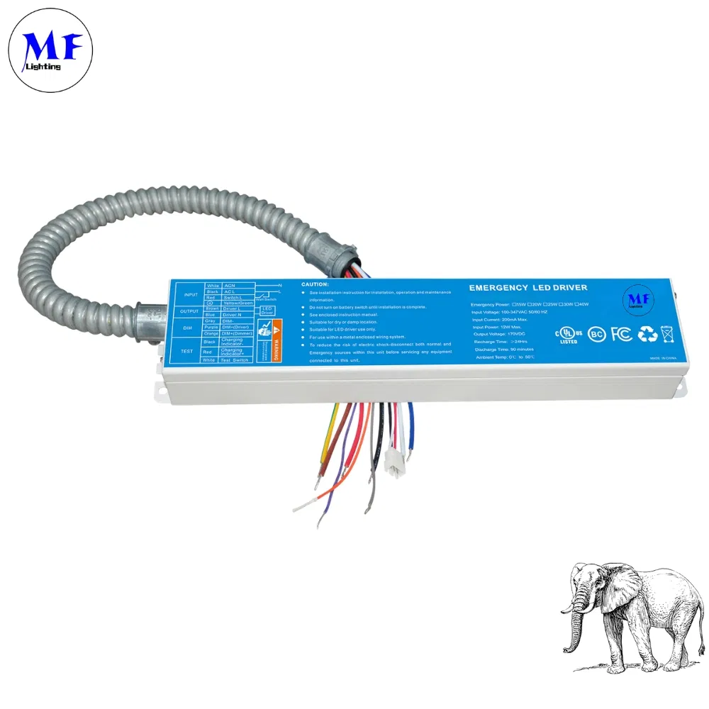 Factory Price IP40 40W Emergency Light Kit Panic Light Ballast UL Listed LED Emergency Driver for Triproof Light Down Light Ceiling Light Highbay Light