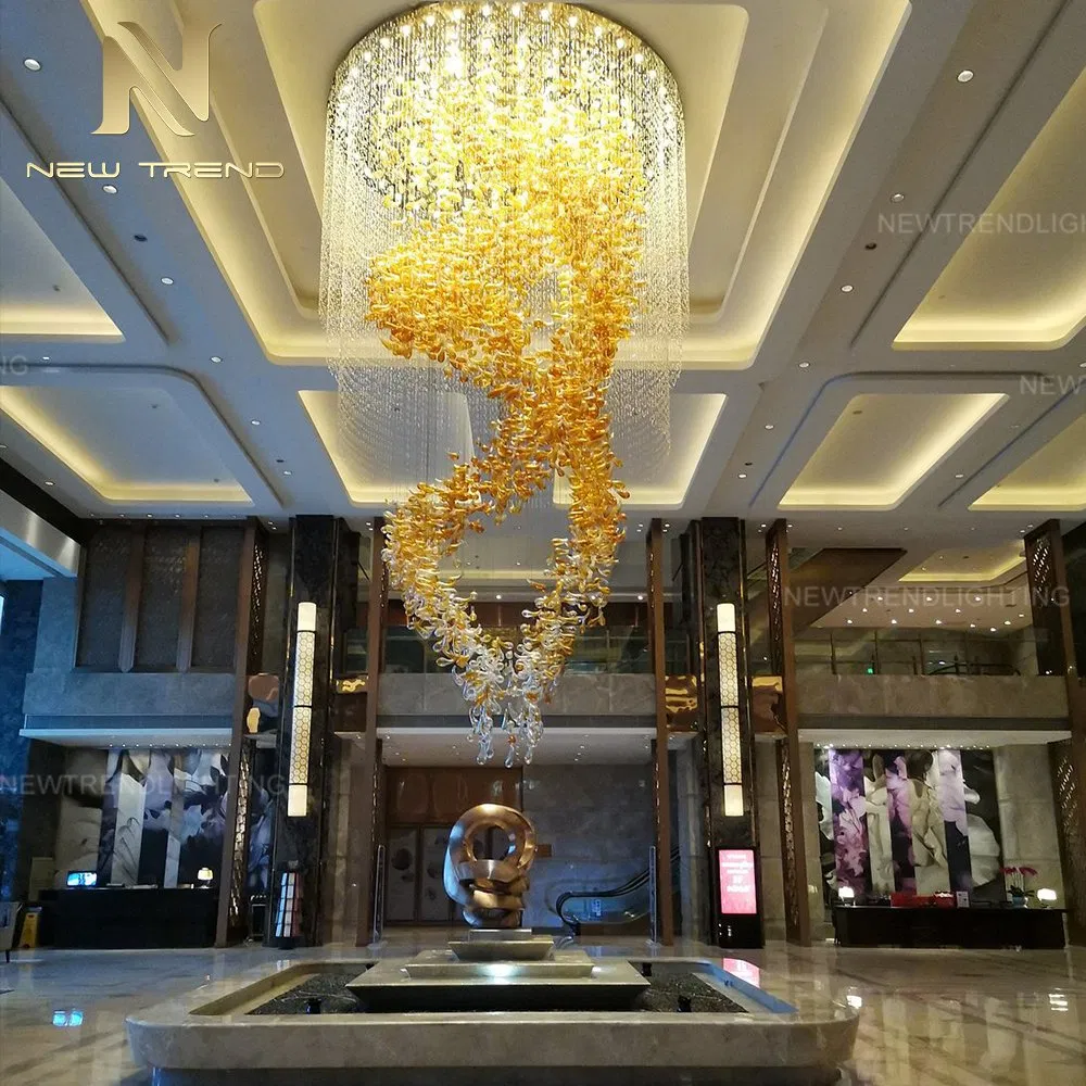 Luxury Bespoke Large Lighting Villa Hall Hotel Lobby Staircase Glass LED Chandelier