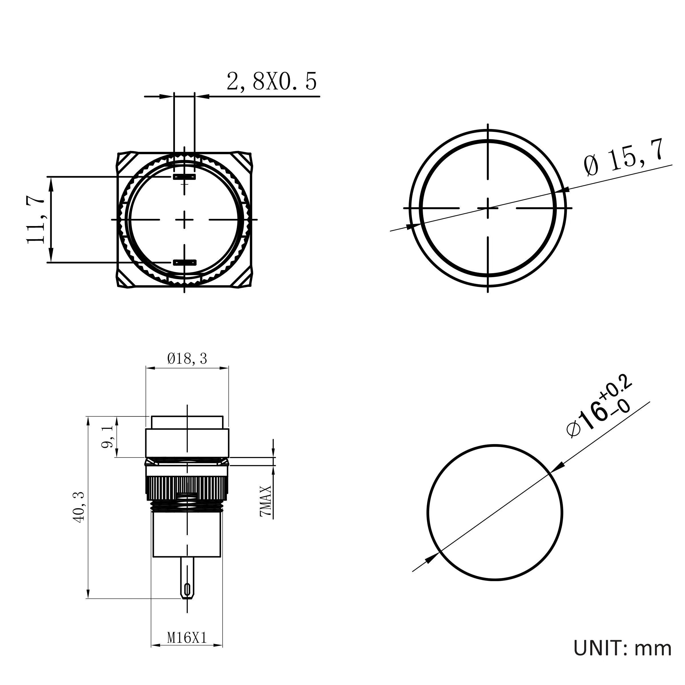 Hban 16mm Plastic Multi-Color LED Industrial Control Indicator Light for Network Cabinets