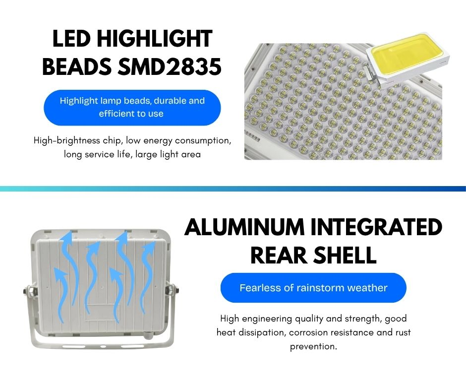 LED Flood Lamp with Separate Panel IP67 Waterproof Outdoor Solar Floodlight