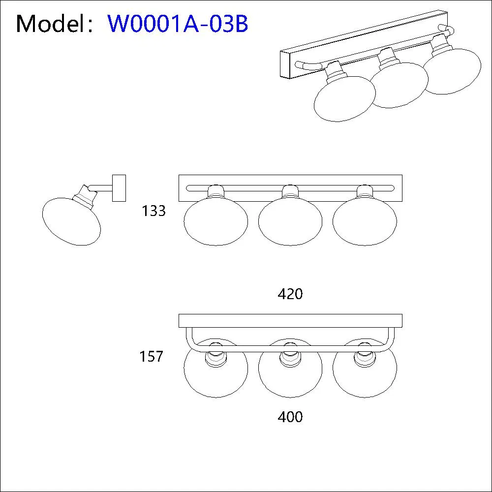 Luxury LED Vanity Bathroom Mirror White Wall Light with Opal Glass Design for Bathrooms