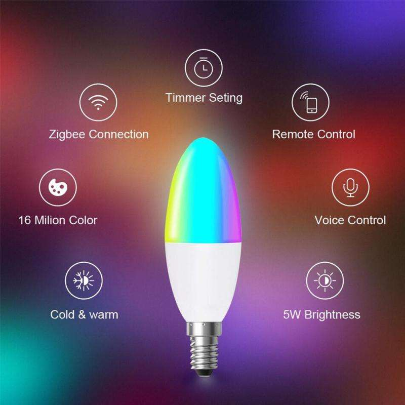 5W Tuya WiFi Smart Candle Bulb E14 with Smart Life APP Voice Remote RGB LED Lamp Bulb Dimmable Works with Alexa Google Home