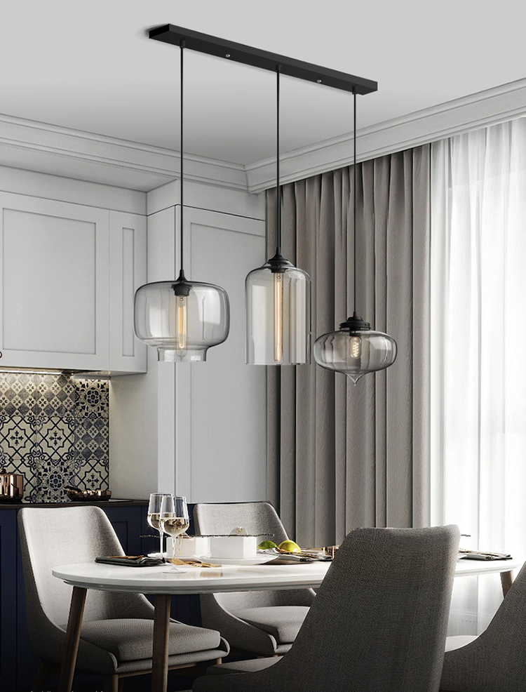 Clear Glass Globe Dining Room Chandelier Restaurant Modern Multi-Molding Pendant Lights