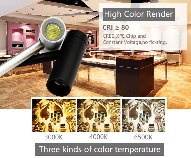 Jewelry Display Cabinet LED Pole Light 3W 12V 24V LED Pole Spotlight