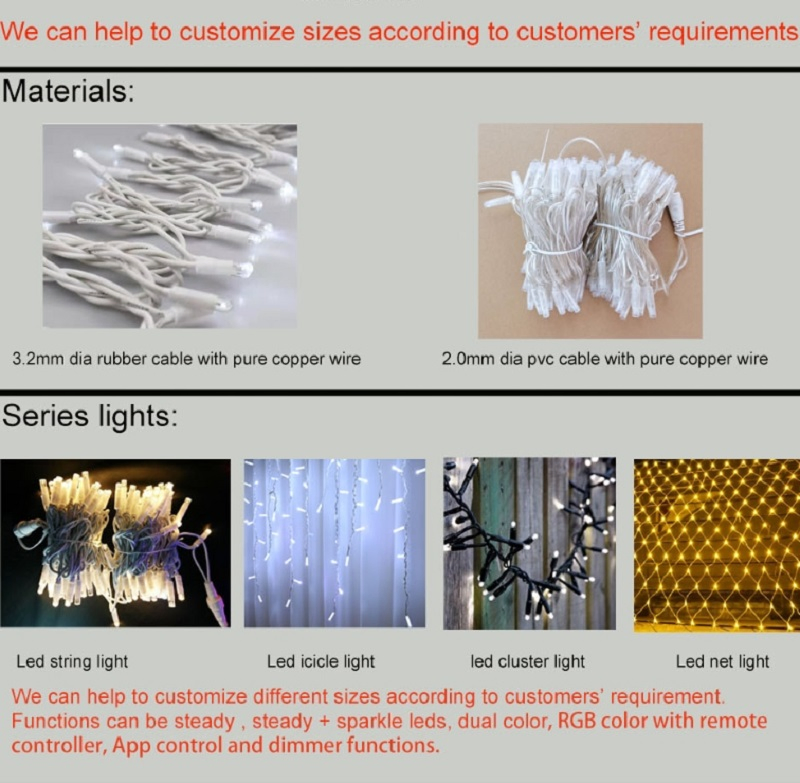 High Quality CE RoHS Christmas IP65 Rubber Outdoor LED String Christmas Light