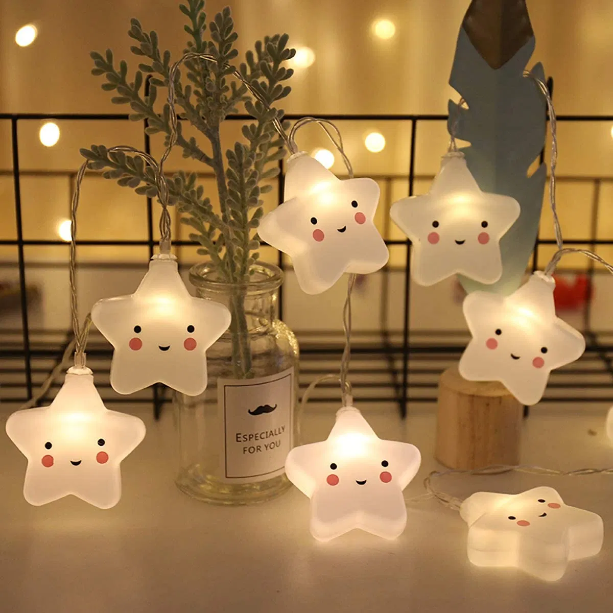 Cute Star Shape Baby Kids Room Decoration Plastic Battery LED String Garland Night Light