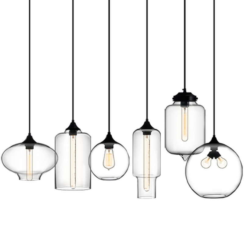 Clear Glass Globe Dining Room Chandelier Restaurant Modern Multi-Molding Pendant Lights