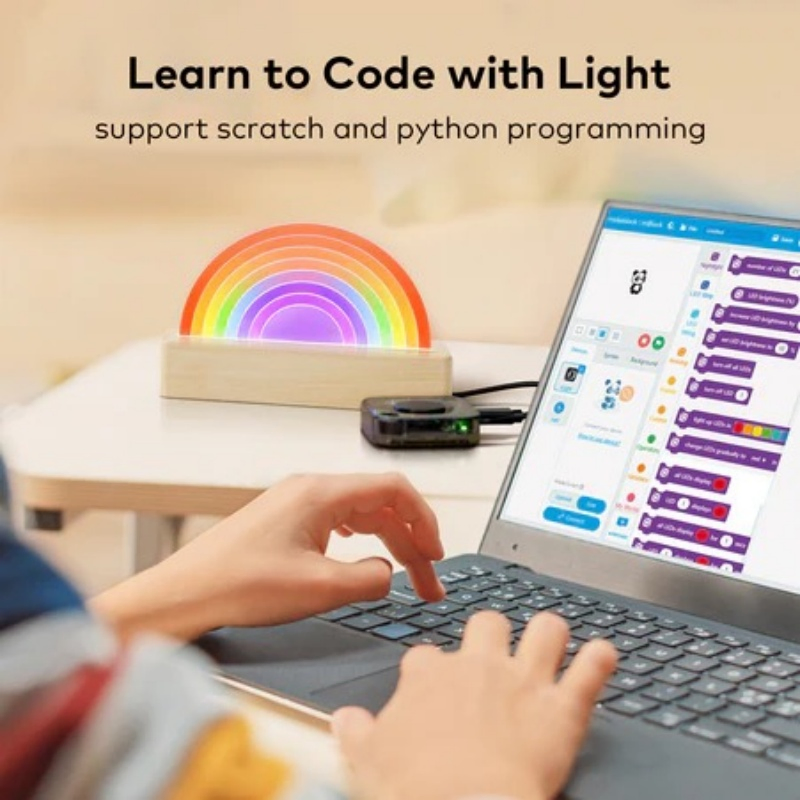 Makeblock Xlight N1 5-in-1 Rainbow Night Lights for Kids Room, Smart Kids Night Light with Programmable Controller, Music Sync RGB Rainbow Table Lamp, LED Rainb