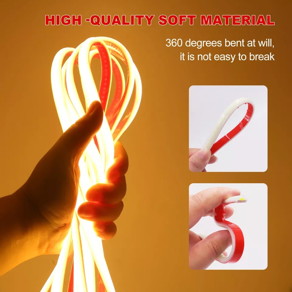 Flexible Neon COB LED Strip Lights 220V 288LEDs/M Self Adhesive Design Cabinet Lighting