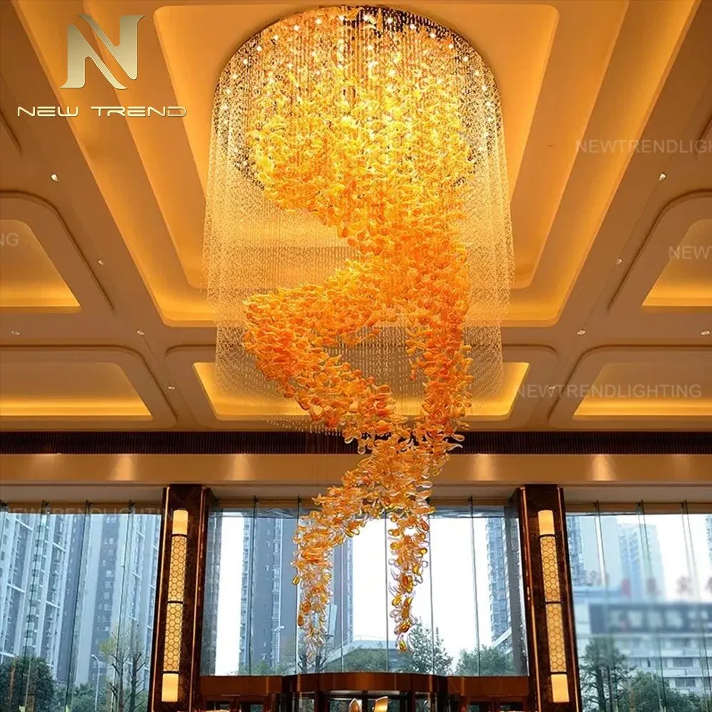 Luxury Bespoke Large Lighting Villa Hall Hotel Lobby Staircase Glass LED Chandelier