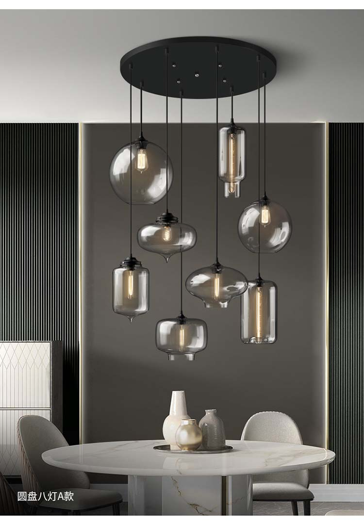 Clear Glass Globe Dining Room Chandelier Restaurant Modern Multi-Molding Pendant Lights