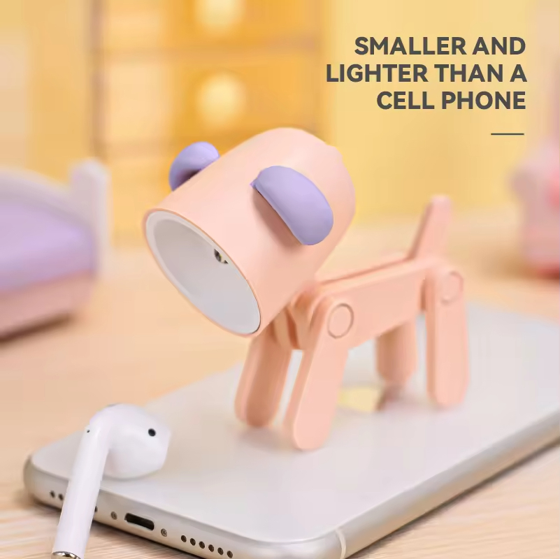 Soft Warm Light Kids LED Table Lamp Cute Dog Deer-Shaped Night Light for Bedroom Bedside ABS Mini Lamp for Baby Room Living Room
