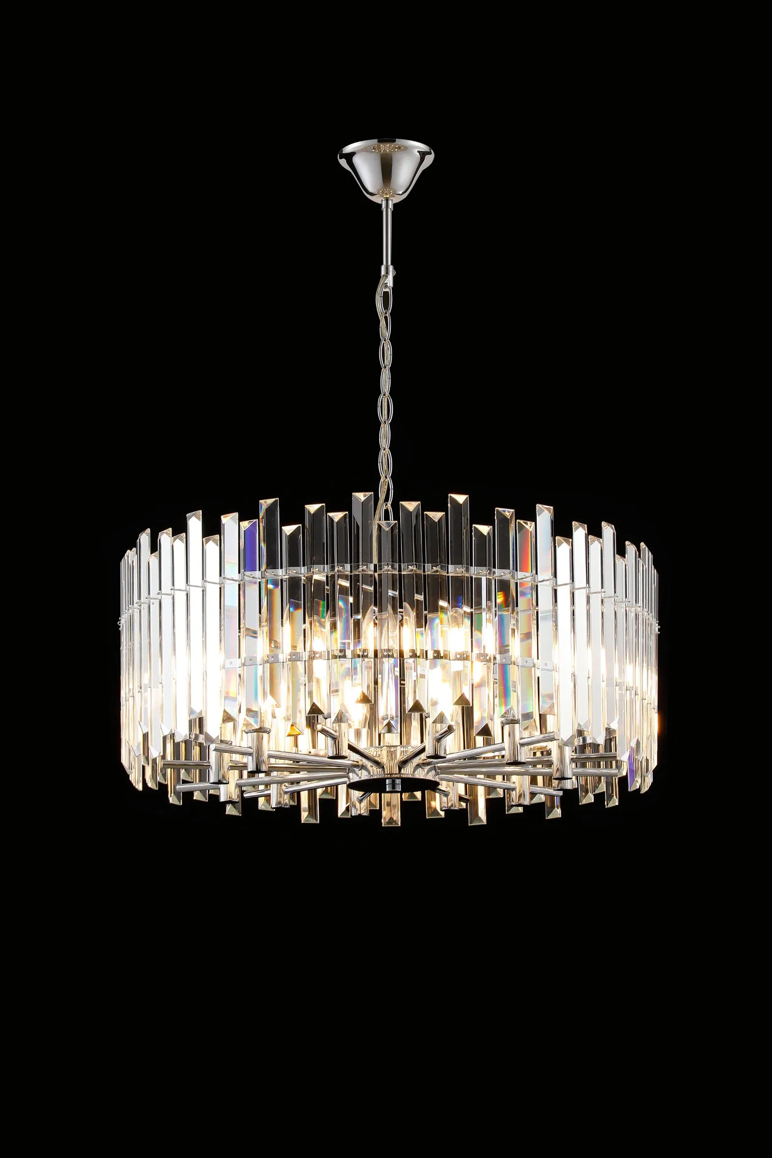 Modern Luxury Round Living Room LED Minimalist Restaurant Remote Control Dimmable Chandelier Crystal Pendant Lights