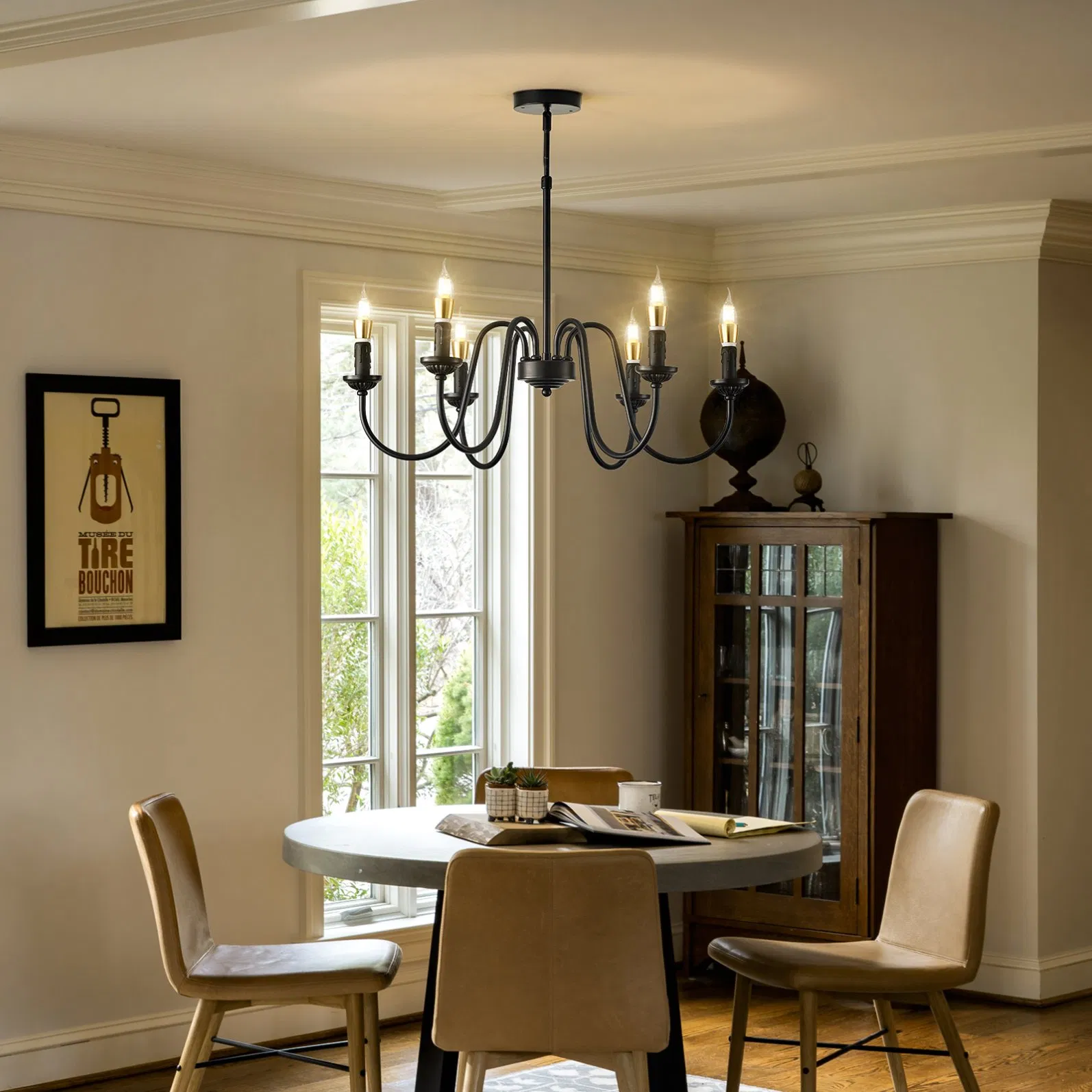 6 Black Pendant Lights Suitable for Living Room, Dining Room, Bedroom, Kitchen E12 Lamp Head